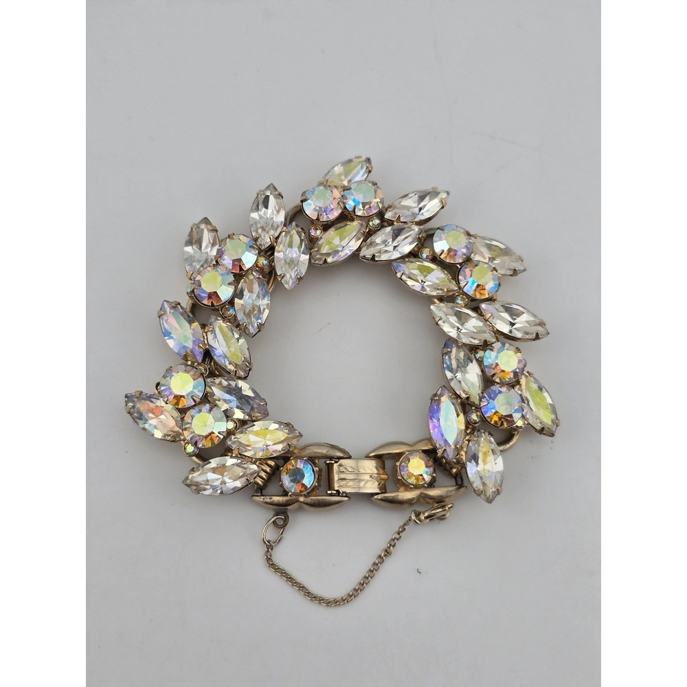 Vintage Juliana D&E DeLizza & Elster AB Rhinestone Link Bracelet Gold Tone